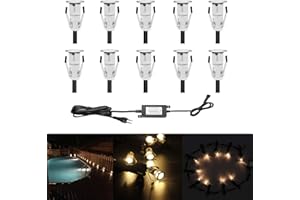 CHNXU Lot de 10 Lampe de Spot LED Mini Ø18mm Eclairage encastré Inox pour Terrasse Enterré Plafonnier, IP67 Etanche DC12V Lumière Extérieure pour Chemin Escalier Paysage Etape (Blanc Chaud)