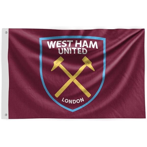 West Ham United Football Club Flag Waves Isolated in Plain and Bump Texture, wit