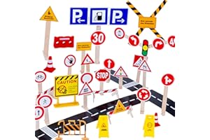 QANMUA Wichtel Zubehör Baustelle Set, 32 Stück Weihnachten DIY Mini Wichtelbaustelle Miniatur Wichtelzubehör Baustelle, Verkehrsschilder Kinder für Wichteltür Weihnachten Deko