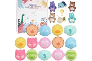 SHUCHING 14 Bombe da Bagno Bambini Animali, Bombe da Bagno con Giocattoli Pistola, Set Regalo Bath Bombs Naturali Bio per Bambini Compleanno Natale Festa