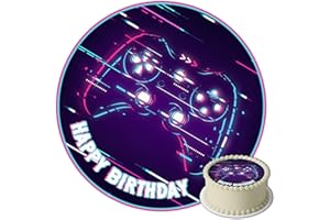 J&M DECO Decoration Gateau Anniversaire - Decoration Gateau Fondant - Décoration Coméstible Gamer Motif - Cake Topper Rond 20 cm - Décoration avec Papier Comestible - Deco Anniversaire Gateau