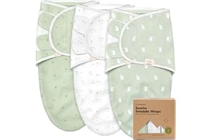KeaBabies Sacchi per il Sonno Organici - 3-Pack Neonati Swaddles 0-3 Mesi - Sacco per il Sonno Ergonomico - Sacchetto per il Sonno per Neonati (Bunnies)