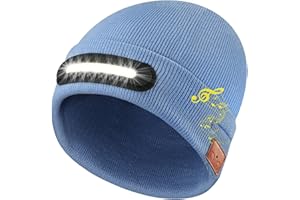 RANCOVY Bluetooth Beanie with Light, Musical Knitted Hat with Headphone and Built-in Speaker Mic, LED Beanie with Bluetooth for Men Women