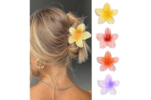 IOSPKKIO® Lot de 4 grandes pinces à cheveux antidérapantes, en forme de fleur, solides, pour cheveux épais, 4 couleurs au choix