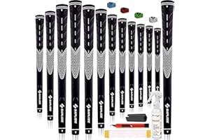 SAPLIZE Juego de 13 empuñaduras de golf con kit de regripping completo, estándar / mediano, blanco / verde / rojo / azul, agarre de club de golf