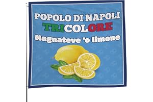 Bandiera 4° Scudetto Popolo di Napoli - Bandiera "Magnateve 'o Limone" 60x60 cm - Gadget 4° Tricolore - Regalo Tifoso Calcio