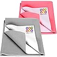 BeyBee Anti-Piling Fleece Extra Absorbent Quick Dry Sheet for Baby, Baby Bed Protector, Waterproof Baby Sheet(Small Combo, Grey + Salmon Rose)