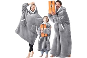 EHEYCIGA Plaid a Capuche Femme Homme, Pull Plaid à Manche Sweetplaid Géant Surdimensionnée, Douce Chaud Sherpa Pull Couverture à Capuche avec Grande Poche