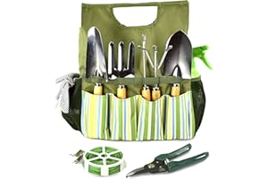 PTSUKER Gardening Tools Gift Kit Gardening Gifts for Women & Men 9 Piece Heavy Duty Garden Tool Sets Gardening Hand Tool for Women & Men Easy Storage