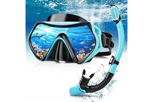 HYDOMI Snorkel Set Adults with Anti-Fog Panoramic View Snorkel Mask: Diving Mask Dry Top Snorkel Kit Leak Proof - Scuba Diving Mask for Snorkeling Scuba Diving Swimming Travel - Made of Tempered Glass
