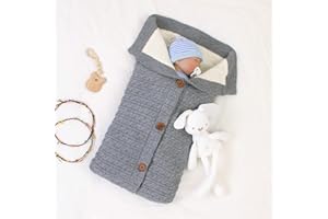 Taotigzu Gigoteuse Bébé Hiver 0-12 Mois Turbulette Bebe Coton Tricoté Unisexe Fille Garçon Sac de Couchage pour Bambin (Gris)