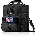 JOYHILL Tactical Lunch Box for Men, Double Deck Expandable Insulated Lunch Bag, Large Durable Thermal and Cooler Bag for Adult, Modern Leakproof Bag for Adult Work, Camping, Picnic, Black