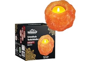 ‎SALNATURAL REINES BERGKRISTALLSALZ & MEHR SalNatural 1er Pack Salzkristall Teelichthalter Rosa in Naturform Ø 8 cm Höhe 7 cm, handgearbeitetem Salzstein (bekannt als Himalaysalz aus der Salt Range Punjab Pakistan) Premium Geschenkbox