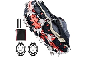 TORVEN Ramponcini per Scarponi, Ramponi da Ghiaccio per Scarpe e Stivali, Artigli da Neve con 26 Punte in Acciaio Inox, per Escursioni Invernali, Pesca e Passeggiate