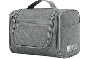 WANDF Bolsa de Aseo Grande Neceser Colgante Neceser de Aseo para Hombre Neceser de Maquillaje Bolsa de Cosméticos Bolsa de Viaje para Mujer (Gris)