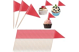 AHQIZFX Lot de 100 cure-dents triangulaires rouges pour décoration de cupcakes - Pour fête d'anniversaire