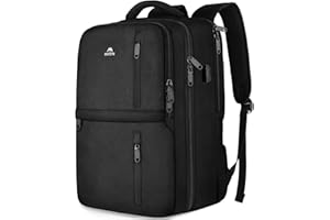 MATEIN Handgepäck Rucksack 55x40x20, Groß Reiserucksack Handgepäck Flugzeug Herren, 44L Laptop Rucksack 18.4 Zoll mit USB Ladeanschluss, Schuhfach, Wasserabweisend Damen für Lufthansa, Schwarz