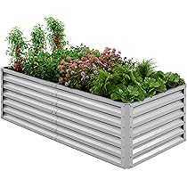 Ohuhu Verhoogd bloembed, metaal, 180 x 90 x 60 cm, verhoogde bloembak voor tuin, van robuust plaatstaal met stevig design, bescherming tegen roest en lange houdbaarheid, ideaal voor groenten, kruiden