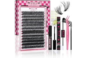 PRO LASHBEAUTY PRO Kit Extension Cils 3D Doux Individuels D Curl 320PCS Faux Cils avec Lash Bond and Seal,Applicato De Cils,Extension Cils Remover,Appliquer À La Maison(60D+80D,D-10-18mix Kit)