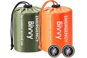 Esky Notfall Biwaksack，Notfalldecke Schlafsack Survival Biwaksack Ultraleicht Wasserdicht Kälte und Hitzebeständig Mit Kompass für Outdoor Camping Wandern