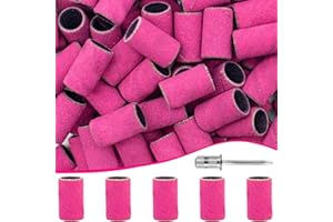 METEOROCK Bandes De Ponçage Rose pour Ongles 100 Pièces, Bandes De Ponçage 180 Grain pour Ongles, Embout Ponceuse Ongles Naturels, Bandes Abrasives Fin pour Ongles Avec Foret à Ongles 2.35MM pour PéDicures