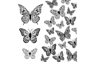 LDYLLICSTYLE Papillon,Papillon Decoration,Decoration Chambre Fille,Stickers Porte,Décoration Chambre,Sticker Mural,Stickers Papillon,Autocollant Papillon,3d Muraux Papillons Papiers Décoration,Noir (24 Pièces)