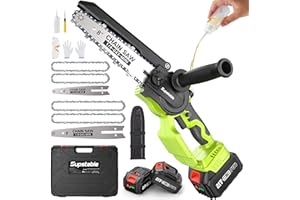 Supstable Mini Chainsaw Cordless 8 Inch & 6 Inch Brushless, Electric Power Chain Saw with 2×4000mAh Batteries, Handheld Portable Wood Pruning Saws for Garden Courtyard Tree Trimming Cutting