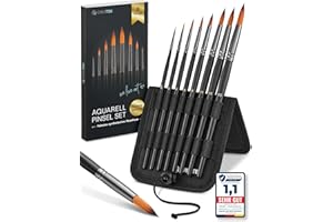 ‎CREATEK CreaTek Premium Aquarellpinsel Set - 8 hochwertige Künstlerpinsel inkl. Aufsteller für makellose Kunstwerke - Aquarell Pinsel Set aus feinstem synthetischen Rotmarder Haar - Watercolor Brush
