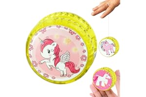 HOVUK 1x Unicorn Light Up Responsive Plastic Yoyo, 5.5cm Yellow Yoyos Colour Trick Yo-yo, Stable and Sturdy with Yoyo String, Great Gift for Kids and Beginner Players to Perform