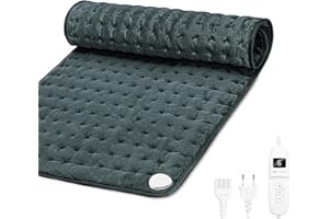 MYCARBON Manta Electrica 30x60cm Almohadilla Térmica para Espalda, Cuello, Hombros y Vientre Almohadilla de Calefacción con 6 Temperaturas 4 Temporizadores Apagado Automático Lavable