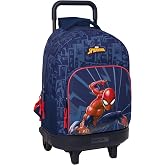 Safta SPIDERMAN &ndash; Large Backpack with Wheels, Compact, Removable, Ideal for Children of Different Ages, Comfortable and Versa
