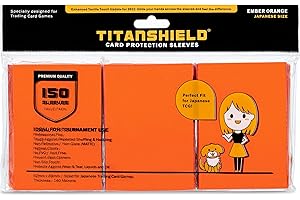 TitanShield (150 buste) piccole dimensioni giapponesi carte da scambio carte protettive compatibile con Yu-Gi-Oh!, Cardfight!! Vanguard & Photocards (arancia brace)
