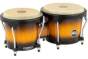 Meinl Percussion Bongos Headliner Wood - deux hand drums de 6,75 et 8 pouces - avec clé d'accord - chêne du Siam, Vintage Sunburst (HB100VSB)