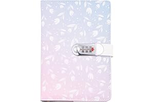 NectaRoy Cuaderno de diario de cuero con cerradura de combinación, Diario de escritura para niñas con bloqueo de contraseña, 210x145mm