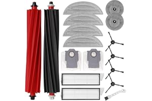 Jegehoyo Kit de accesorios para robot Roborock S8 Maxv Ultra, piezas de repuesto, 2 cepillos de rodillo, 2 filtros, 6 almohadillas de fregona, 4 cepillos laterales, 2 bolsas de polvo, 1 cepillo de