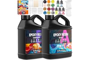 BBLTIFF Resina Epossidica Trasparente 2.04L - Kit Completo 1:1 Con Colori, Bastoncini, Cucchiai, Guanti, Misurini, Pinzette, Brillantini - Per Arti e Mestieri