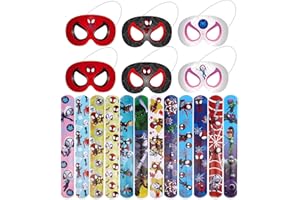 GXHONG 24Pcs Spiderman Cadeaux Fête D'anniversaire, Claquer Bracelets, Spiderman Masques Jouets, Masques de Dessin Animé, Parti Claquer Bracelets, pour Garçons Flles Fournitures Fêtes à Thème