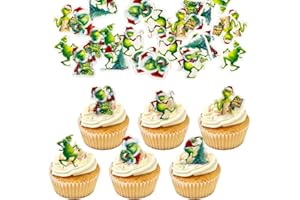 OURDORT 48 Stück Weihnachten Essbare Tortendeko, Streudeko Weihnachten Essbar, weihnachten Muffin Deko essbar, weihnachtenn Tortenaufleger, Kuchen Deko WeihnachtenN