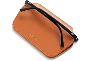 VULKIT Leather Glasses Case, Ultra Slim Sunglasses Case, Two Fixed Modes Spectacle Cases, Fits Most Eyeglasses & Sun Glasses, Minimalist Slim Design for Men & Women
