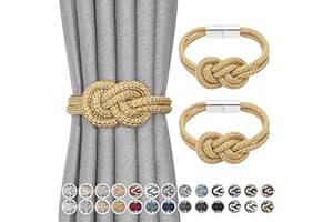 Pretty Jolly Mini magnetische Vorhang Raffhalter Nordisch Einfacher Stil Vorhang-Raffhalter Elegante dekorative Vorhang drapieren Krawatte zurück für Haus & Büro Fenster Drapery, Gold, 2 Stück