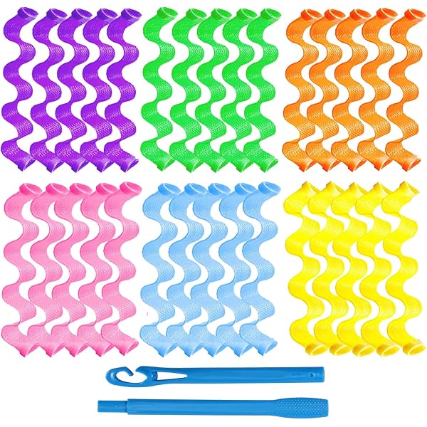 30 Stück Spiral-Lockenwickler Set Für Lange Haare – Hitzefrei über Nacht Stylen, Inkl. 2 Stylinghaken