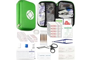 AMORNING 276 kit di pronto soccorso auto per affari, viaggi portatili Szie Emergency Essentials Forniture per le attività all'aperto pattinaggio, verde