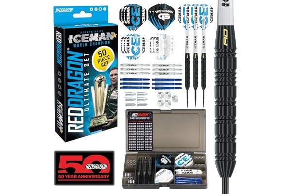 RED DRAGON Darts - Ultimate 50 Piece Darts Set, Peter Wright Snakebite et Gerwyn Price