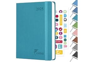 Jokisa Agenda 2025 Semainier, Agenda Journalier, Planner Vertical Scolaire 12 Mois janvier 2025 à décembre 2025 avec Porte-stylos et Signet, Autocollants, 22 x 16 cm