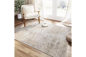 HUGEAR Tappeto Salotto Moderno Beige Grigio Tappeti 90x150cm Lavabile in Lavatrice Antiscivolo Astratto Naturale Grande Carpet Cameretta Scendiletto Camera da Letto Ufficio Pelo Corto