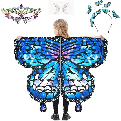 Costume Farfalla Set 3 Mantelli Farfalla Per Bambine - Ali Da Fata Con Cerchietto 583389