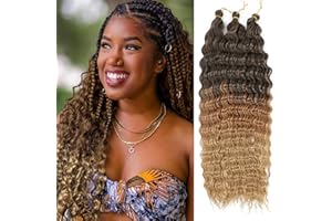 Herkeymidy Sea Wave crochet Hair 3 pack 22 pouces Deep Wave Wave cheveux tressés crochet tresses synthétiques cheveux noirs femmes (T1B-/30/27, 22 pouces （3 bandes）)