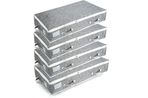 MR HSIUNG & MRS YIN 90L Under-Bed Storage Bags with Zips, Large Storage Organizer Boxes, Foldable Clothes Storage Bag, Fabric Storage Bags for Duvets, Shoes, Beddings, Quilt, Wardrobe Storage Solutions, No-Smell, 4PCS