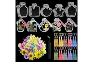 KIIMIIPA 24pcs DIY Transparentes Lesezeichen Blume,Transparentes Lesezeichen,Geburtstagsgeschenk FüR Kinder,24pcs Bunte Quaste Leser Schule Buch Flasche Liefert Handgemachte Lesezeichen