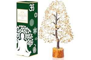 Crocon Citrino Piedra Preciosa Árbol Feng Shui Figura Bonsai Chakra Equilibrio Buena Suerte Reiki Cristales Curativos Decoración Adorno Escultura Mesa Tamaño de Regalo 10-12"